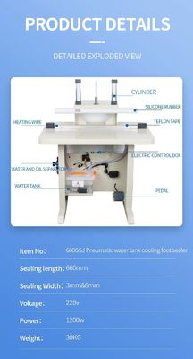 Watertenk koeling DUOQI Pneumatisch apparaat besturing pedal sealer voor medisch pak of mantel 120 mm